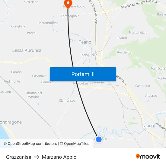 Grazzanise to Marzano Appio map