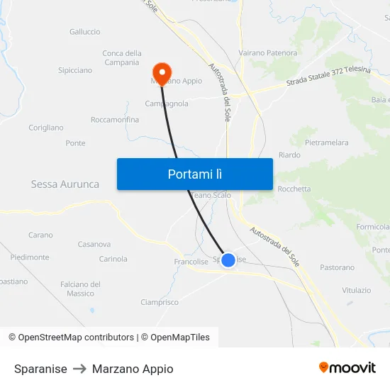 Sparanise to Marzano Appio map