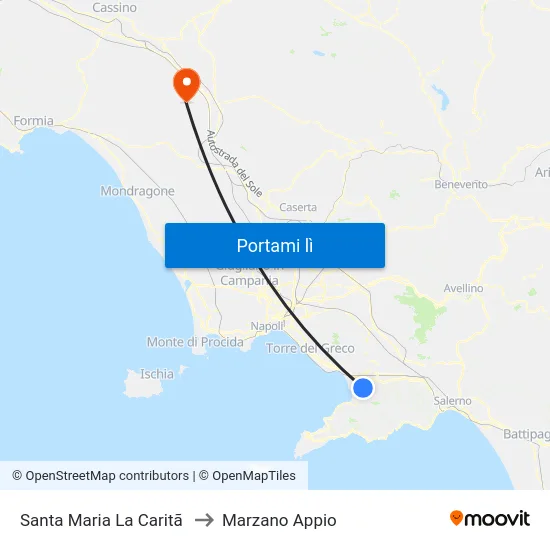 Santa Maria La Caritã to Marzano Appio map