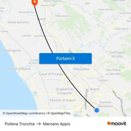 Pollena Trocchia to Marzano Appio map