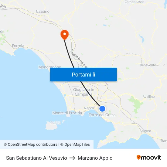 San Sebastiano Al Vesuvio to Marzano Appio map