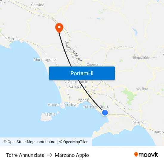 Torre Annunziata to Marzano Appio map