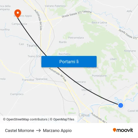 Castel Morrone to Marzano Appio map