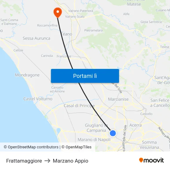 Frattamaggiore to Marzano Appio map