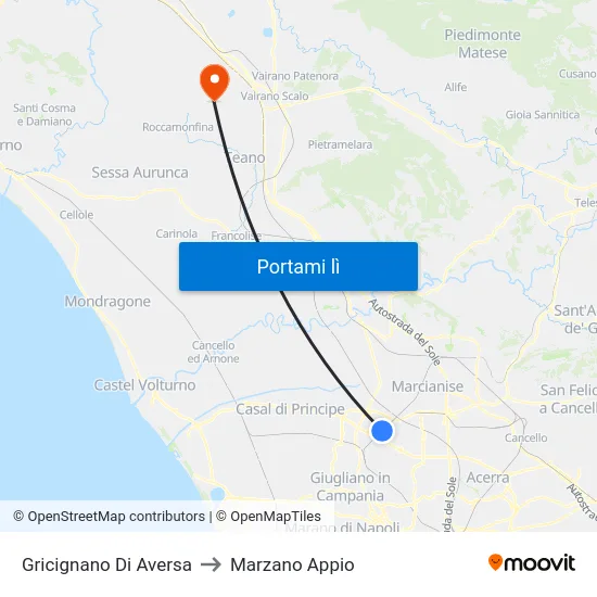 Gricignano Di Aversa to Marzano Appio map