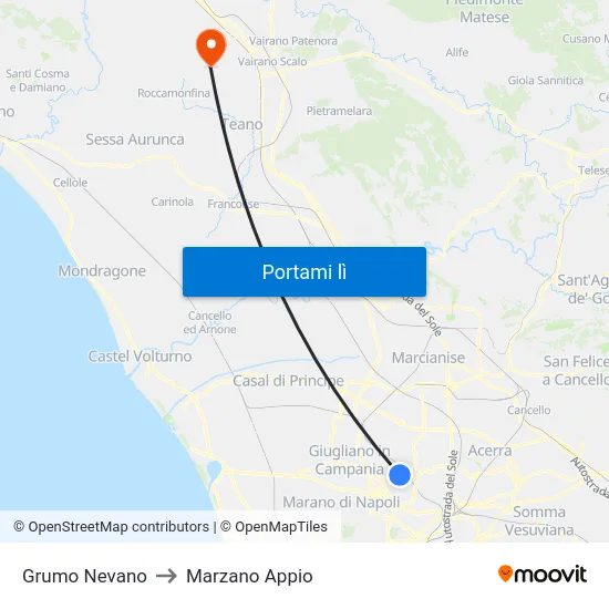 Grumo Nevano to Marzano Appio map