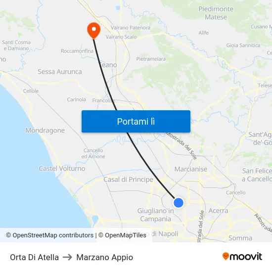 Orta Di Atella to Marzano Appio map