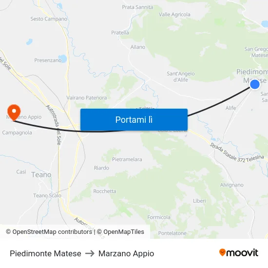 Piedimonte Matese to Marzano Appio map