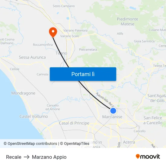 Recale to Marzano Appio map