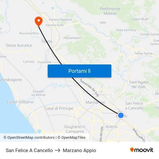San Felice A Cancello to Marzano Appio map
