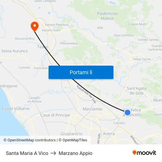 Santa Maria A Vico to Marzano Appio map