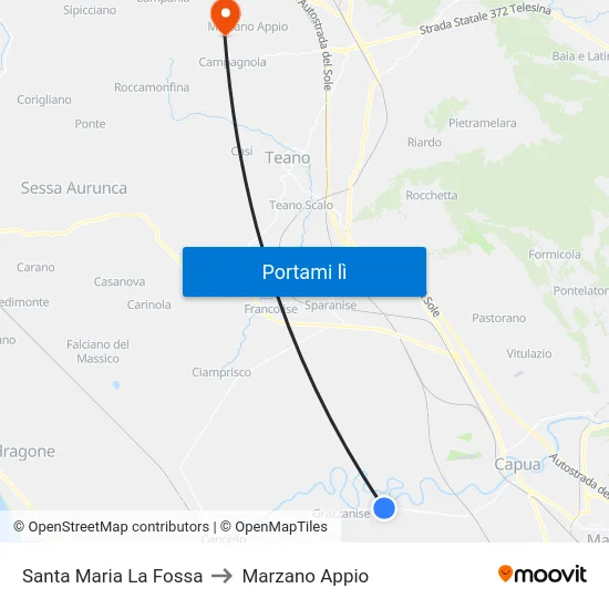 Santa Maria La Fossa to Marzano Appio map