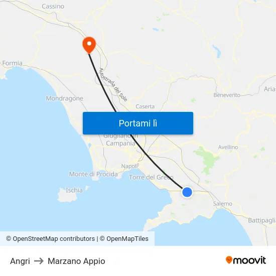 Angri to Marzano Appio map