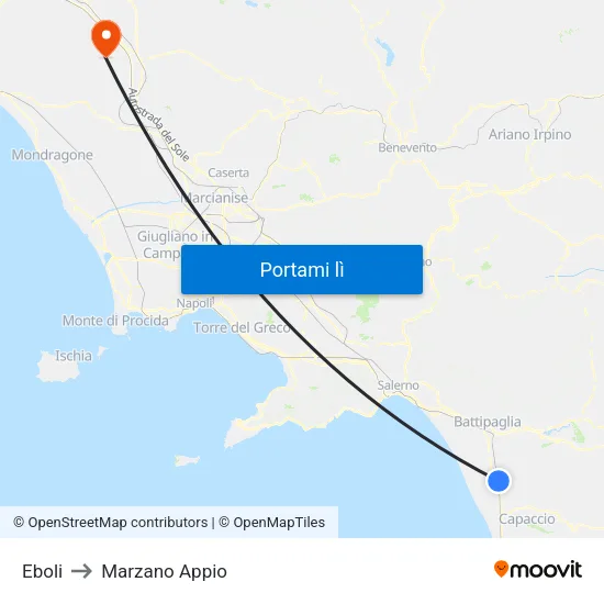 Eboli to Marzano Appio map