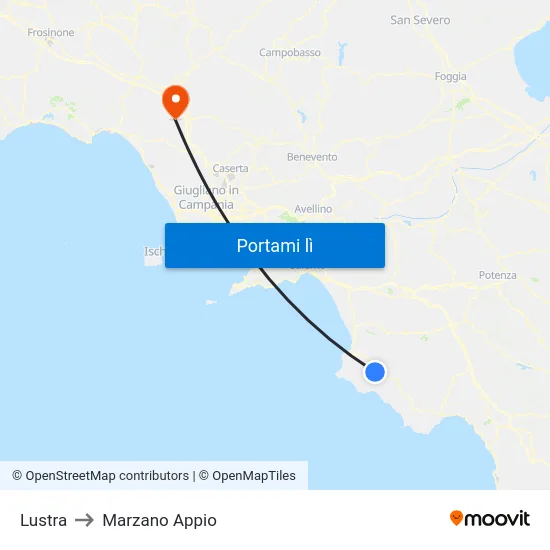 Lustra to Marzano Appio map