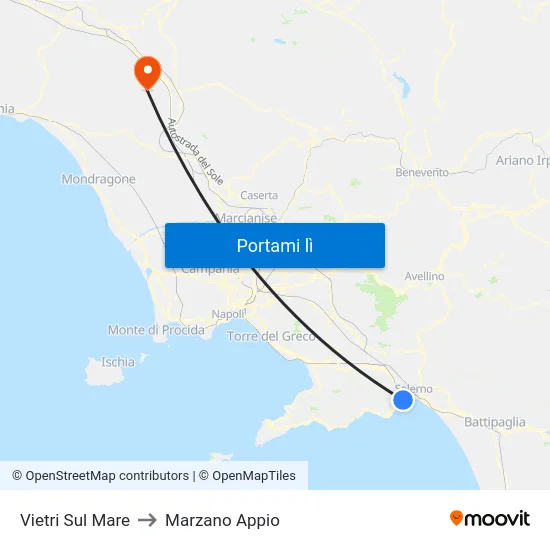 Vietri Sul Mare to Marzano Appio map