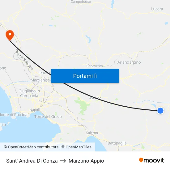 Sant' Andrea Di Conza to Marzano Appio map