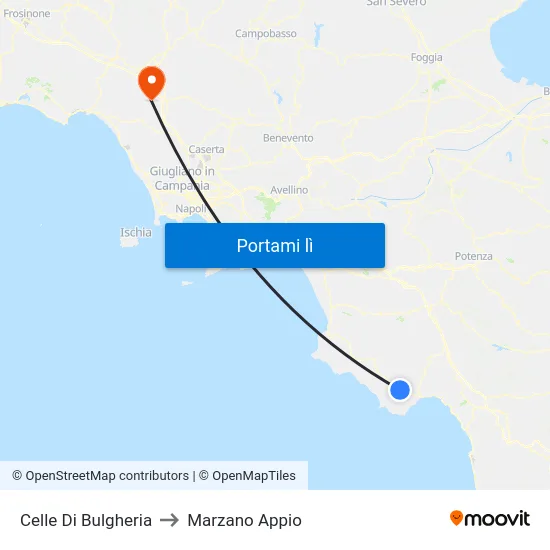 Celle Di Bulgheria to Marzano Appio map