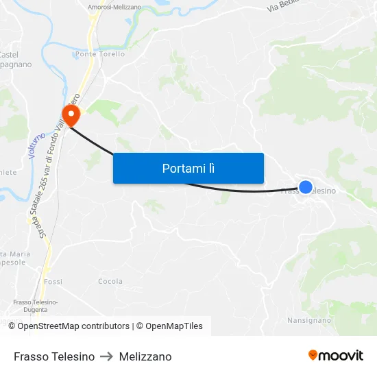 Frasso Telesino to Melizzano map