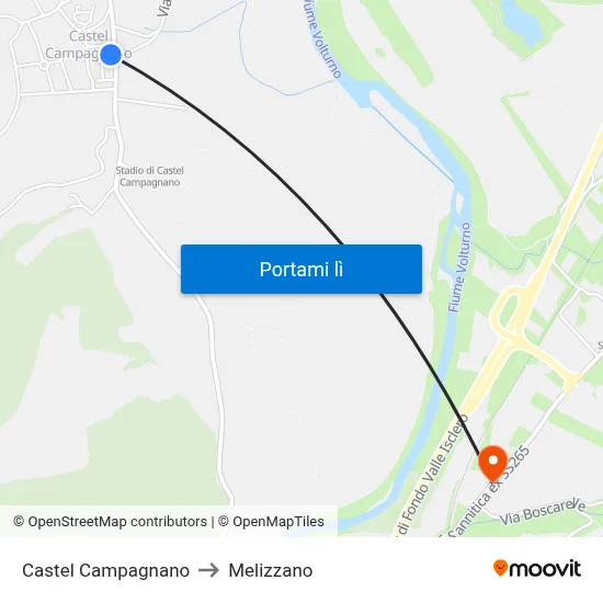 Castel Campagnano to Melizzano map