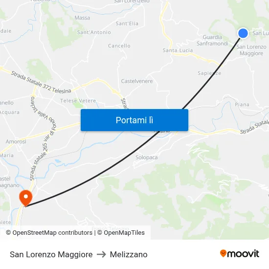 San Lorenzo Maggiore to Melizzano map
