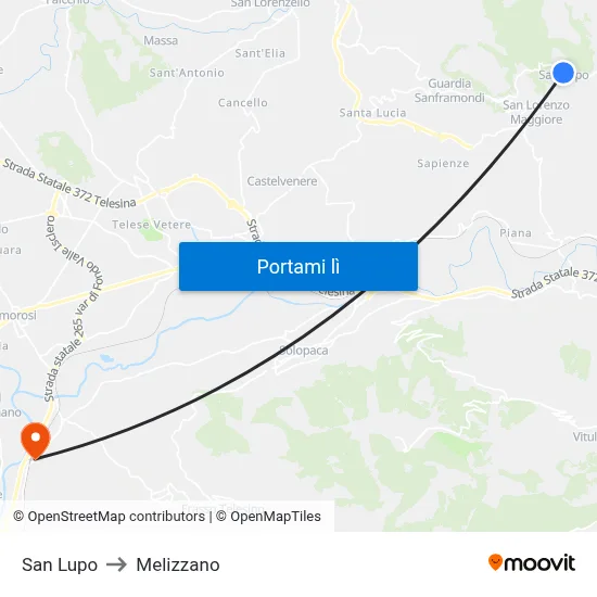 San Lupo to Melizzano map