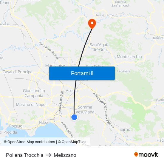 Pollena Trocchia to Melizzano map