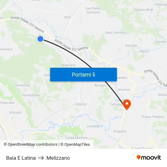 Baia E Latina to Melizzano map