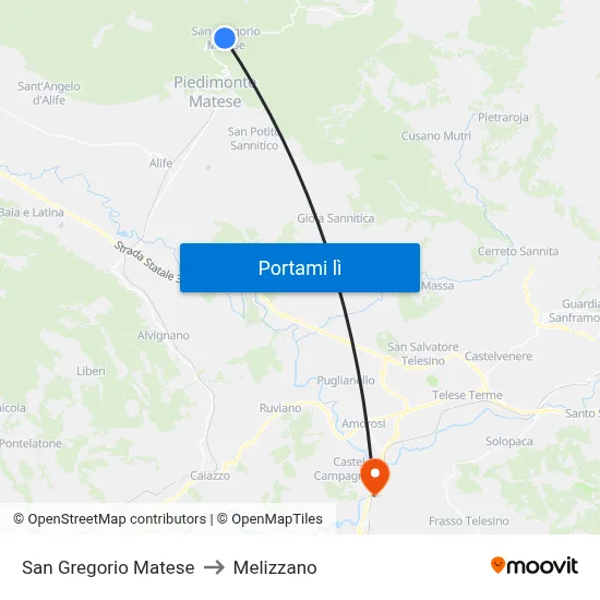 San Gregorio Matese to Melizzano map