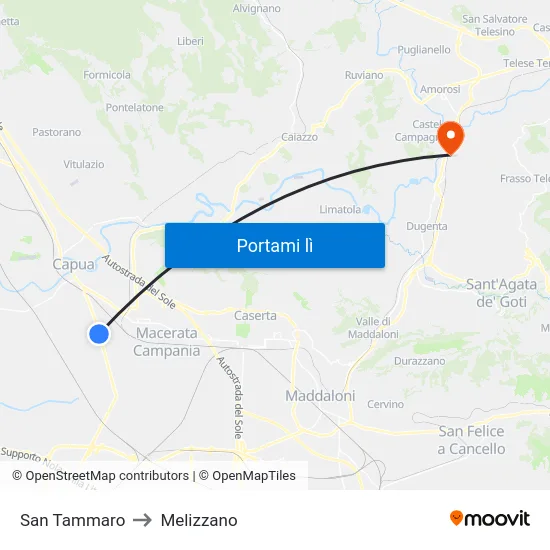 San Tammaro to Melizzano map