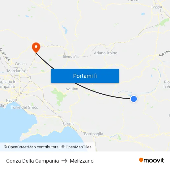 Conza Della Campania to Melizzano map