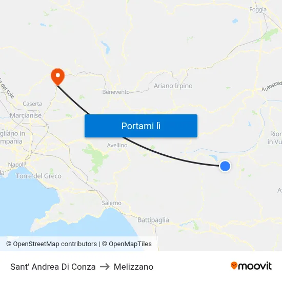 Sant' Andrea Di Conza to Melizzano map