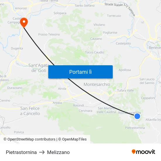 Pietrastornina to Melizzano map