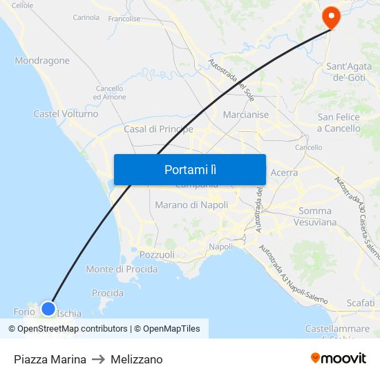 Piazza Marina to Melizzano map