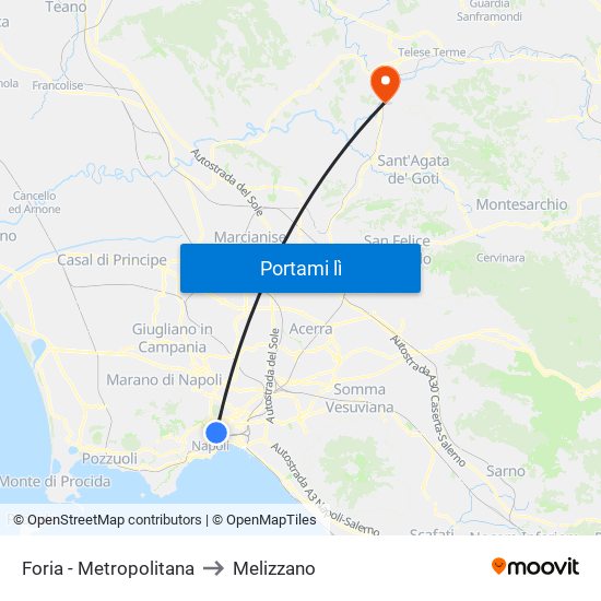 Foria - Metropolitana to Melizzano map