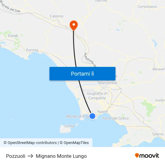 Pozzuoli to Mignano Monte Lungo map