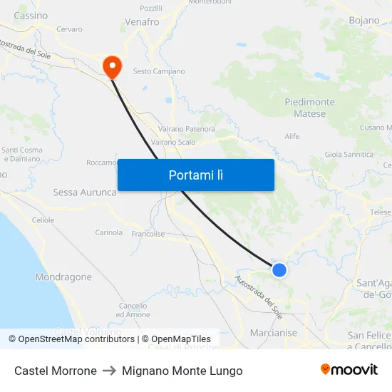 Castel Morrone to Mignano Monte Lungo map