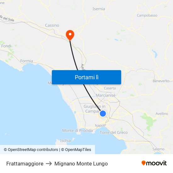 Frattamaggiore to Mignano Monte Lungo map