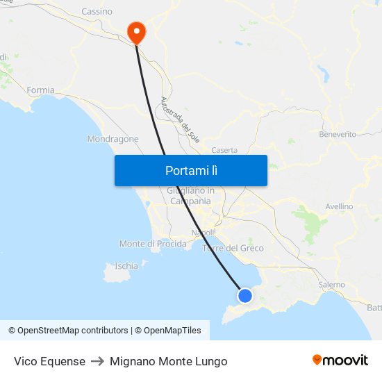 Vico Equense to Mignano Monte Lungo map
