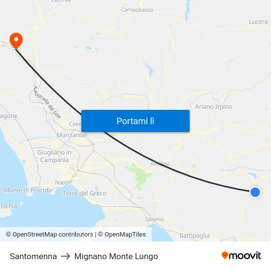 Santomenna to Mignano Monte Lungo map