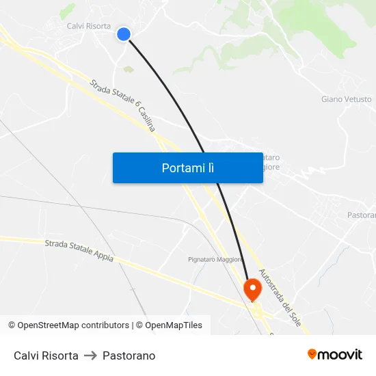 Calvi Risorta to Pastorano map