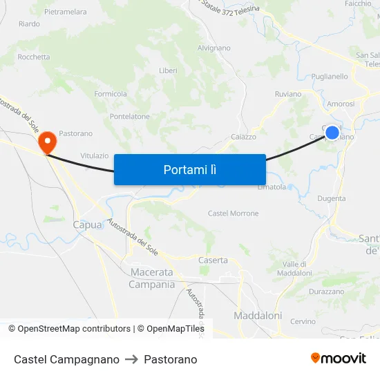 Castel Campagnano to Pastorano map