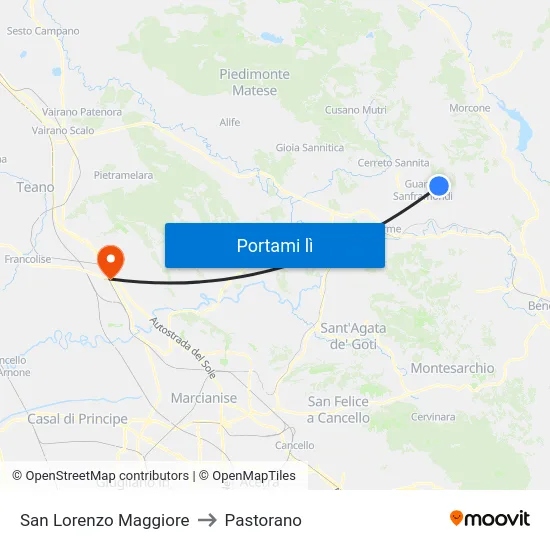 San Lorenzo Maggiore to Pastorano map