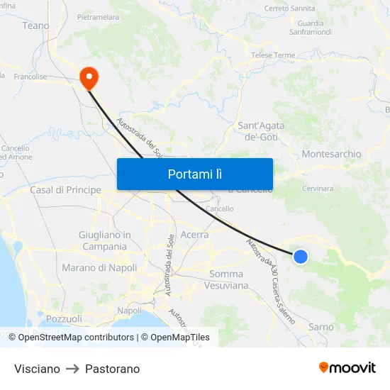 Visciano to Pastorano map