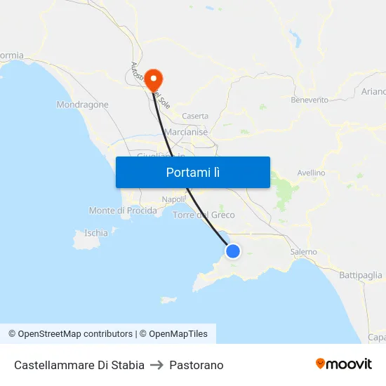 Castellammare Di Stabia to Pastorano map