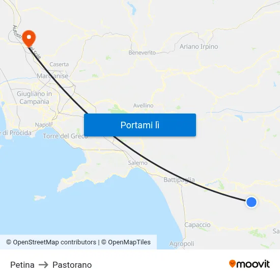 Petina to Pastorano map