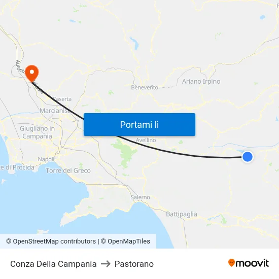 Conza Della Campania to Pastorano map