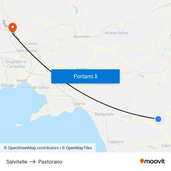 Salvitelle to Pastorano map
