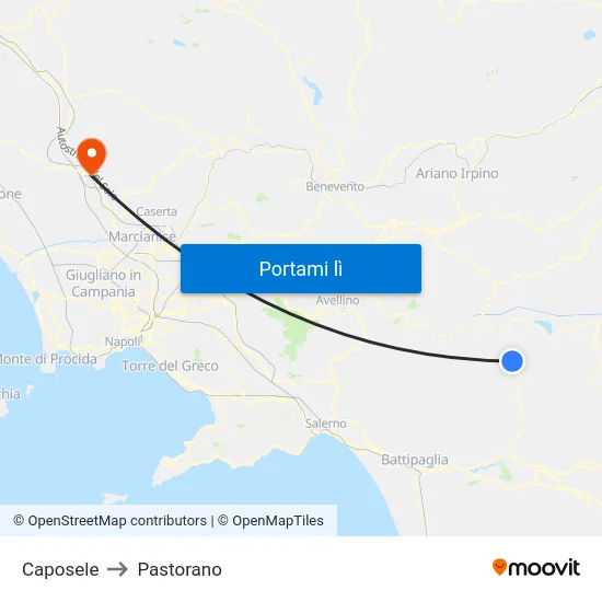 Caposele to Pastorano map