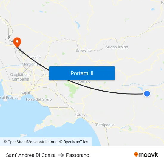 Sant' Andrea Di Conza to Pastorano map